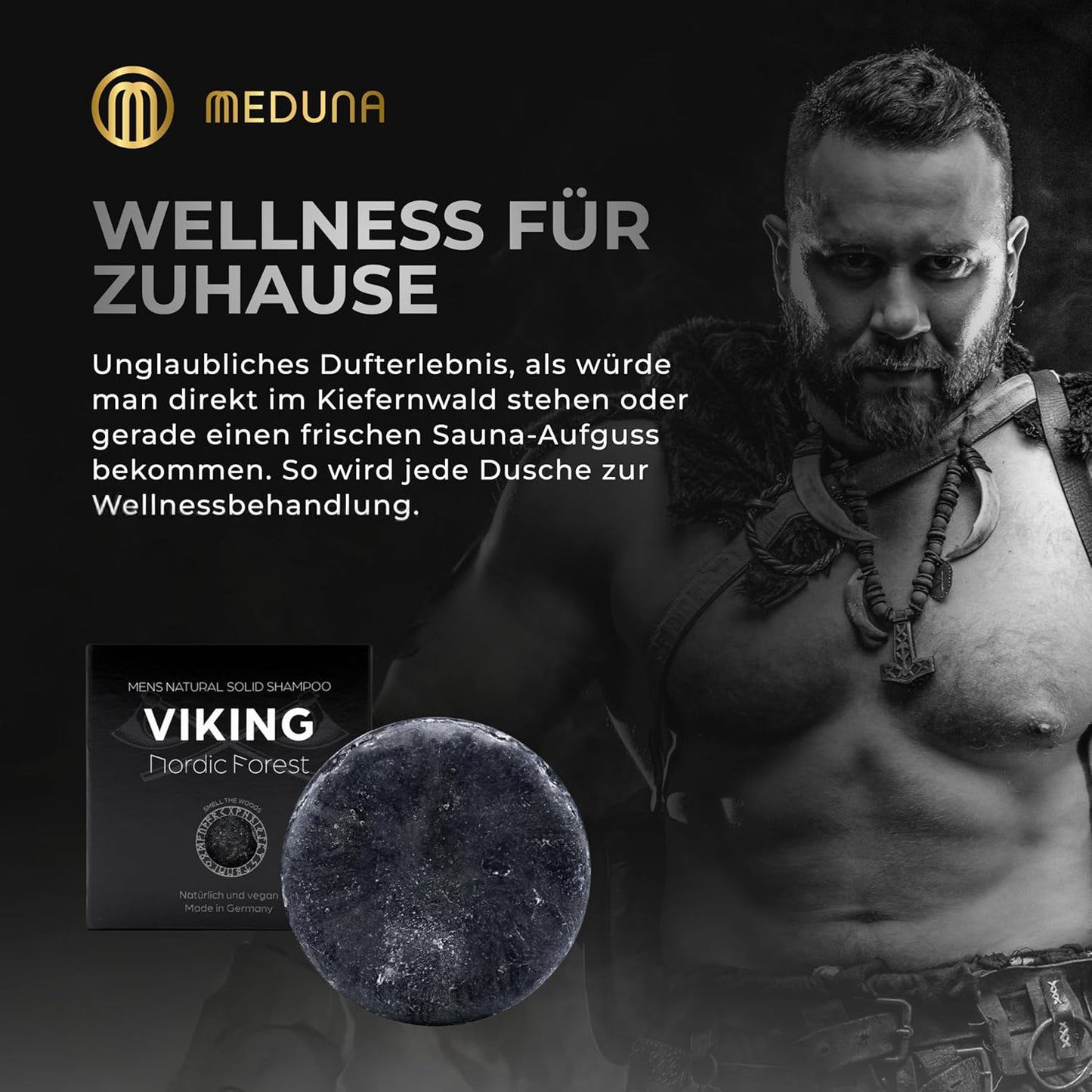 Haar-Shampoo Viking Nordic Forest - Haarseife mit Bio-Kokosöl & Shea Butter (75g)